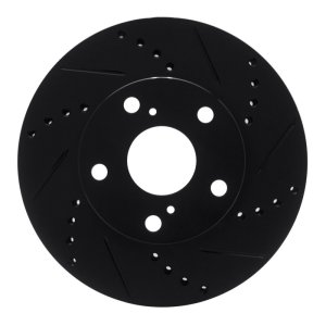 Toyota Tacoma Brake Rotor (1) - Front Right - R1 Concepts - Drilled & Slotted - Black - `05-`15